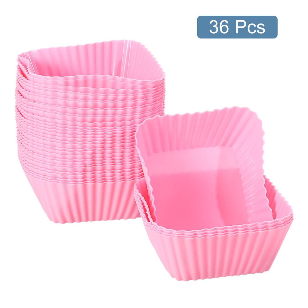 18/36pcs Square Reusable Silicone Cupcake Liners Silicone Cake Mold Muffin Cupcake Baking Molds for Wedding Birthday Party