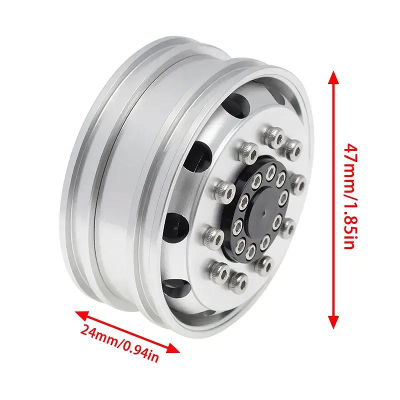 RC Part Tamiya Complete Set Aluminum Front & Rear Wheel Hubs Rims for 1/14 Tamiya Tractor Climbing Trailer RC Car Upgrade Parts