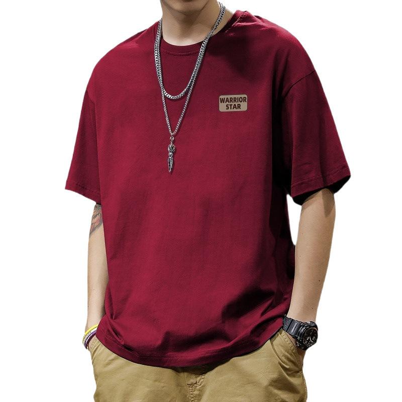 pure cotton short sleeved T-shirt for men, loose half sleeved T-shirt for men, round neck T-shirt for men, trendy teenage print pattern