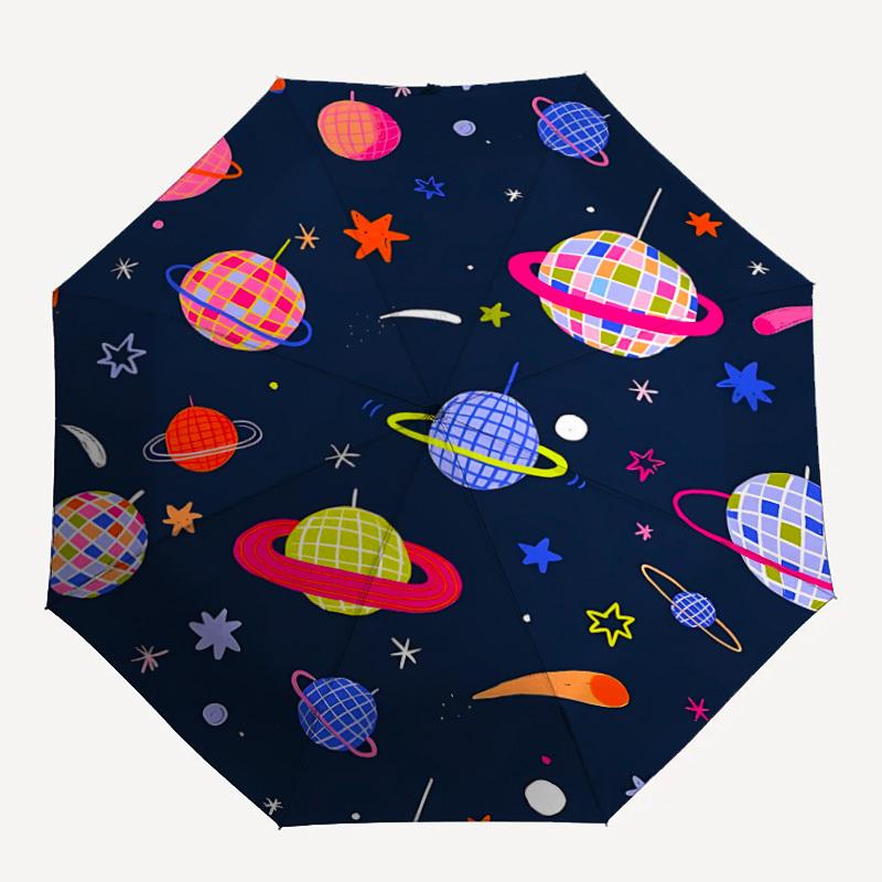 

1pc Space Planets Fashionable Automatic Opening/Closing Folding Umbrella with 8 Bones, Windproof Portable, Daily Use80