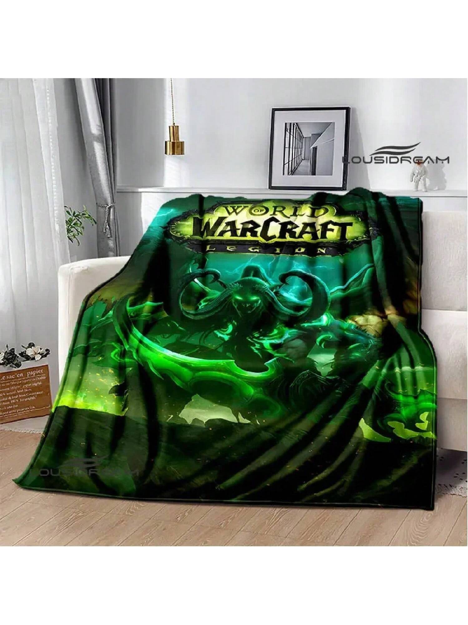 

Manta impresa del mundo de Warcraft, manta de franela cálida y suave para familia, manta de viaje, regalo de cumpleaños 75X95CM сірий колір