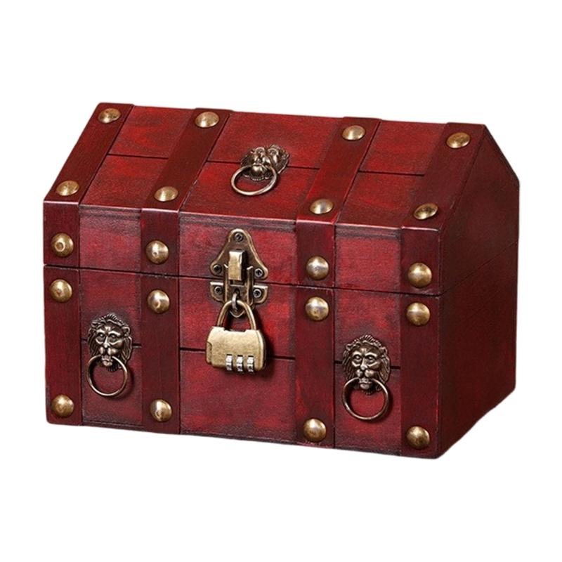 Wood Jewelry Chest With Metal Lock For Jewelry Storage And Rustics Home Decoration Accent