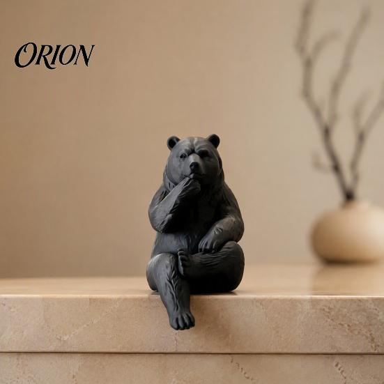 Creative Gifts for Animal Lovers 3D Print Bear Figurine Statue, Matte Resin Relief Sculpture, Nordic Office Desk Aesthetic Decorations Minimalist
