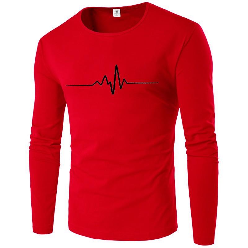 Men's Print T Shirt Long Sleeve Sweatshirt Round Neck Inner Thin Base Layer Top For Spring And Autumn Male Clothing