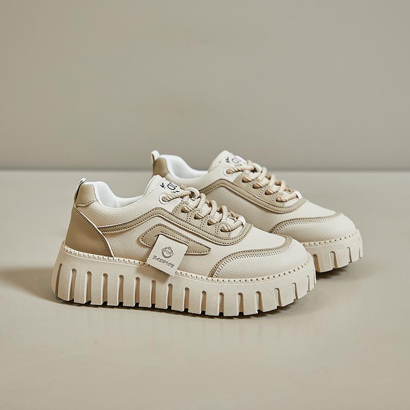 Spring White Shoes New Style Female Students' Thick Sole Height-enhancing Sports Shoes Casual Shoes Street Photography