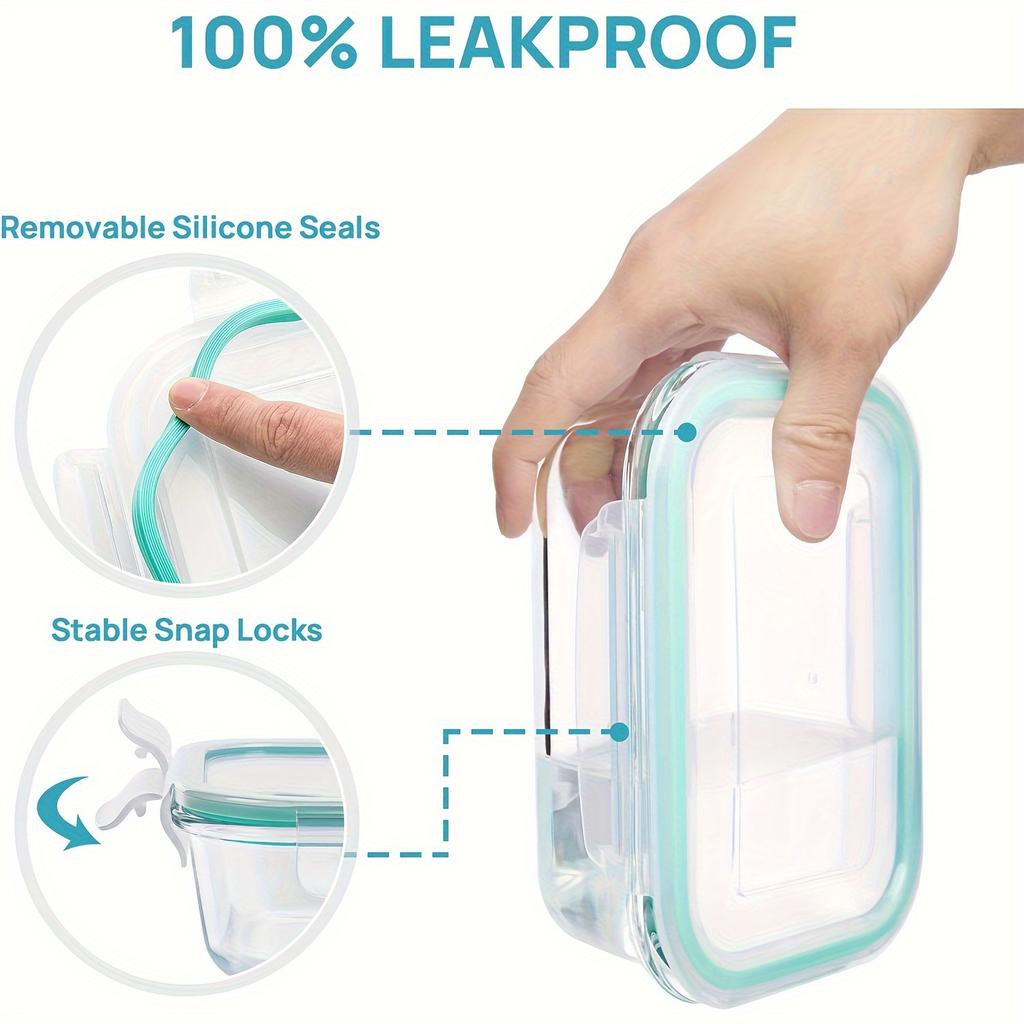Wholesale 8 Pack Borosilicate Glass Food Containers With Airtight Buckle Lids Household Kitchen Food Organizer