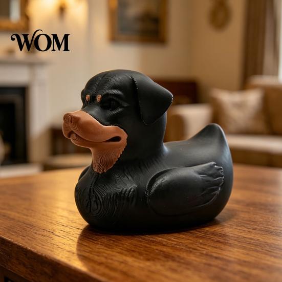 Animal Decorative Piece 3D Printed Rottweiler Dog Duck Figurine, Funny Hybrid Figurine Ornament, Desktop Entry Car Ornament Creative Decoration