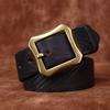 Belt Men's Vintage Heavy-Duty Washed Distressed Vegetable Tanned Full-Grain Leather Cowhide Leather Brass Buckle Trendy Unique Niche Belt