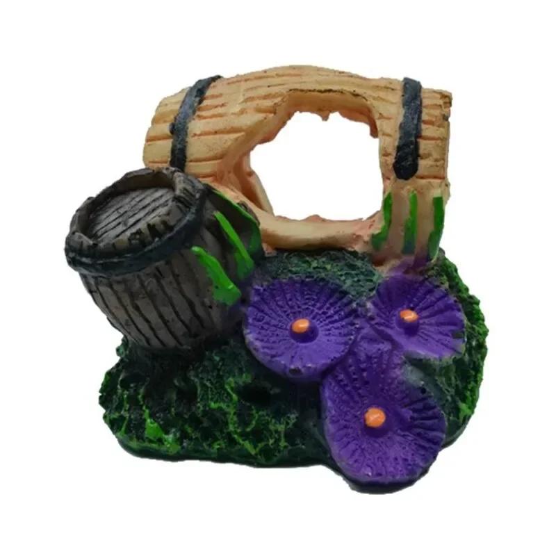 

Resin Aquarium Ornaments Decorations Artificial Barrel Cave Landscaping Accessories for Fish Tank Aquarium Background White
