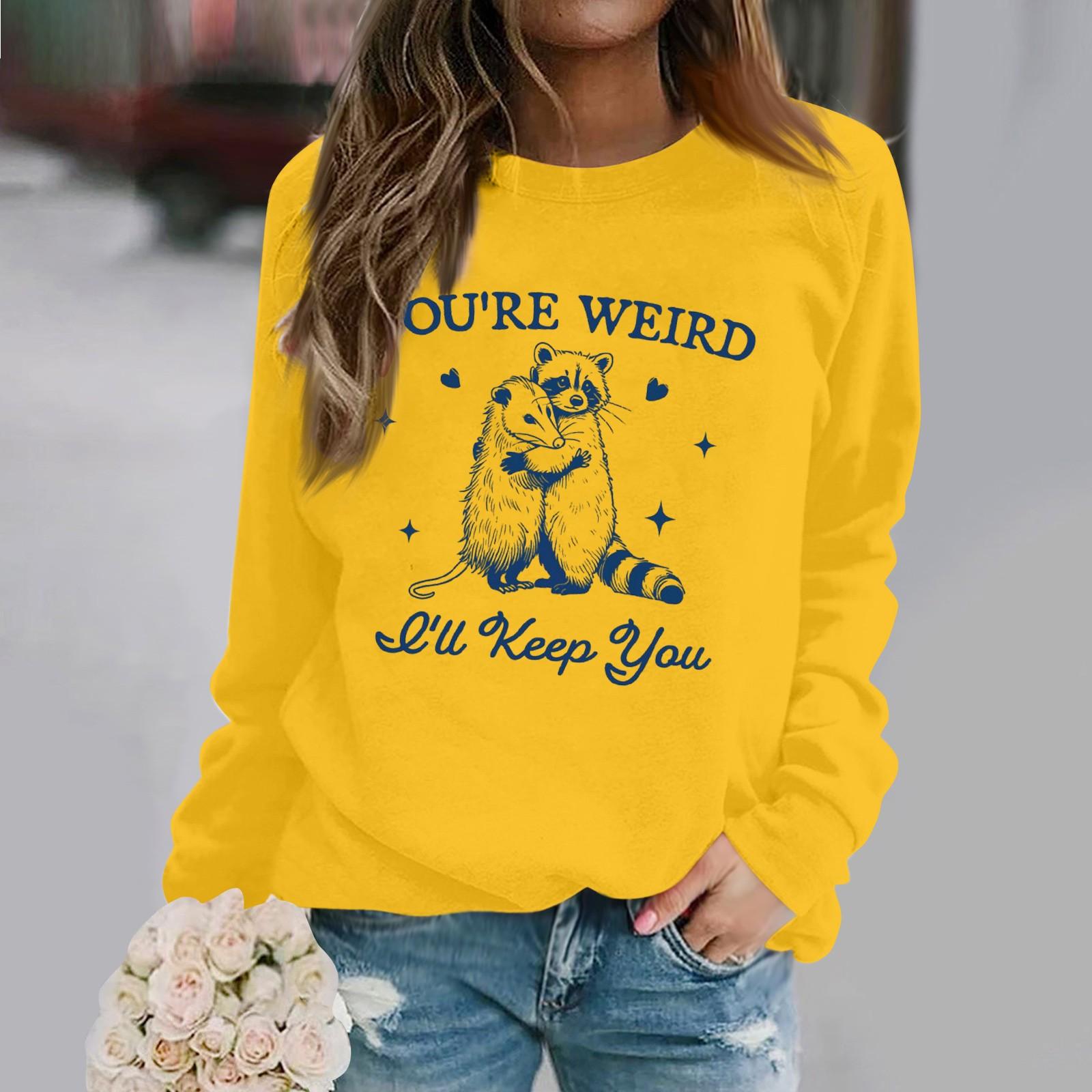 

Женская повседневная свободная однотонная толстовка с круглым вырезом и длинным рукавом с принтом букв XL жёлтый