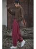 Women's Quilted Cotton-Linen Bloomers: Warm, Loose Carrot Pants for Autumn/Winter