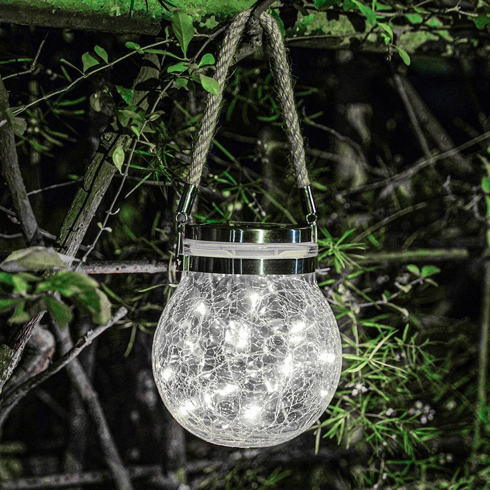 Романтичный солнечный треснувший стеклянный светильник Mason Jar, красочный светодиодный светильник, рождественский шар для желаний, для украшения сада на открытом воздухе