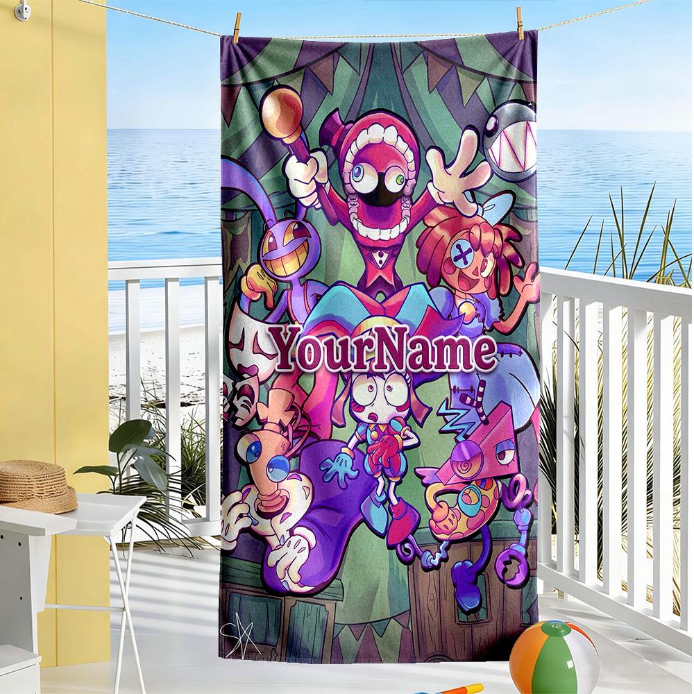 Digital Circus Personalized Text Beach Towel Quick-Dry Soft Microfiber Perfect for Traveling Yoga Camping and Swimming