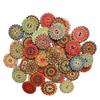50 Stück 20MM Mehrfarbig Vintage Holzknöpfe Gemischtes Muster Blumenförmiger Holzknopf 2 Löcher Dekorative Knöpfe