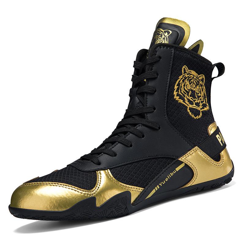 Boxing Shoes Men's Women's Sanda Combat Wrestling Short Boots Long Cowhide Sole Wear-resistant
