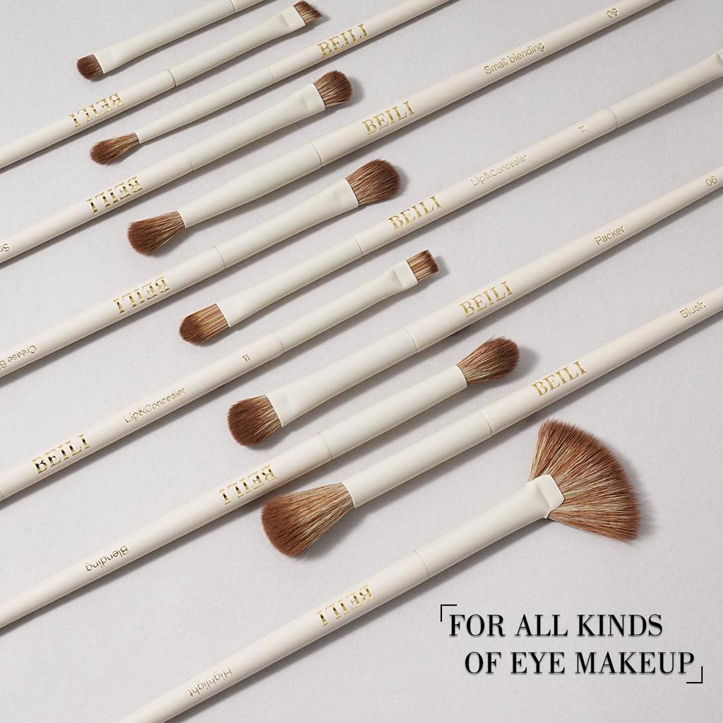 BEILI Professional Beige Makeup Brush Set 15Pcs Suitable for Loose Powder Blush Eye Shadow Eyeliner Soft Hair Cosmetics Brushes