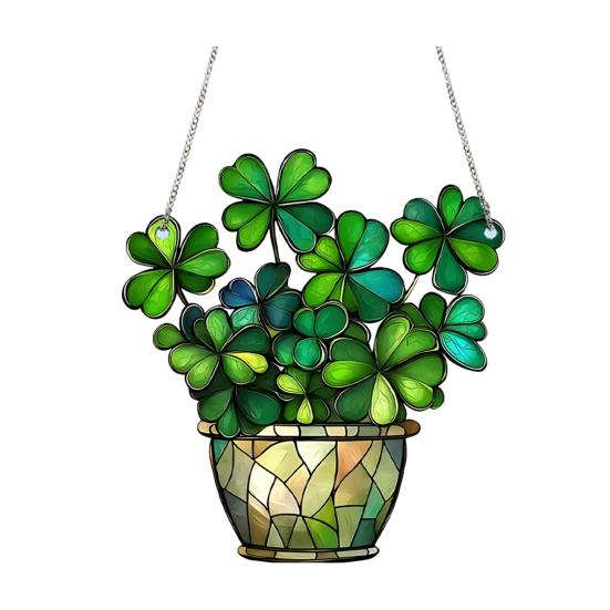 

1/2/3 шт. Четырехлистный клевер, витражное стекло, декор, искусственная зелень, подарок для женщин, клевер ручной работы, цветное стеклянное растительное украшение 1pc