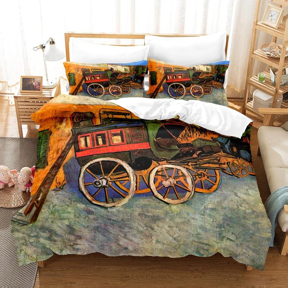 3D-tryckt Van Gogh-konst Sängklädesset Dun Täcköverdrag med Örngott Dubbel Komplett Queen King Sängkläder