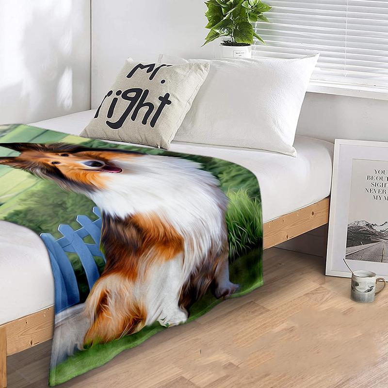 1PC Dog cute printed blanket, all season lightweight home office outdoor nap multifunctional blanket A8
