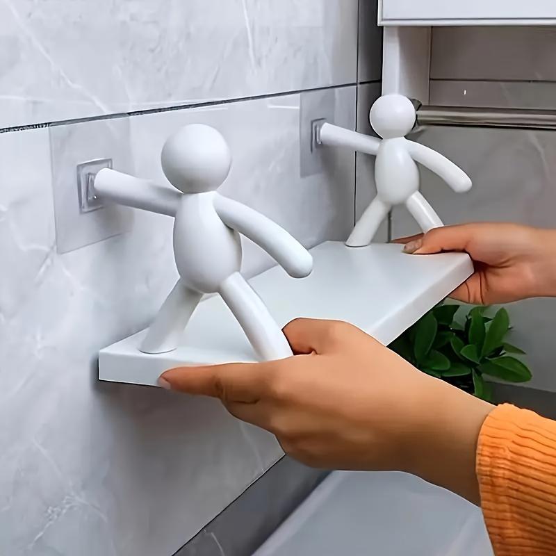 

Modern Plastic Wall-Mounted Shelves with Humanoid Figures for Kitchen or Bathroom Storage 1Pcs белый