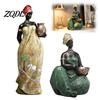 Standing Ethnic Statue African Lady Figurine, Resin Sitting/Standing Woman Statue, Hand-Painted Bohemian Home Decor for Modern Decorative Ornament