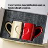 2-pack Hjärta Pussel Design Keramiska Muggar Bekvämt Handtag Kaffekopp för Par Romantiker Alla Hjärtans Dag Present
