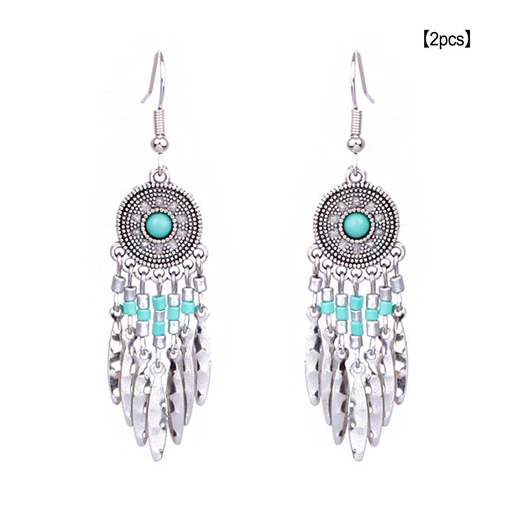2pcs Ethnic Style Earring Beautiful Dress Decoration Vintage Fashion Accessory Women Pendant Ear Drop Hanging Decor