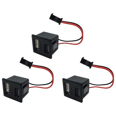 Pack Of 3 Snap In Power Outlet With Integrated USB And Type C Port For Efficient Multiple Device Charging