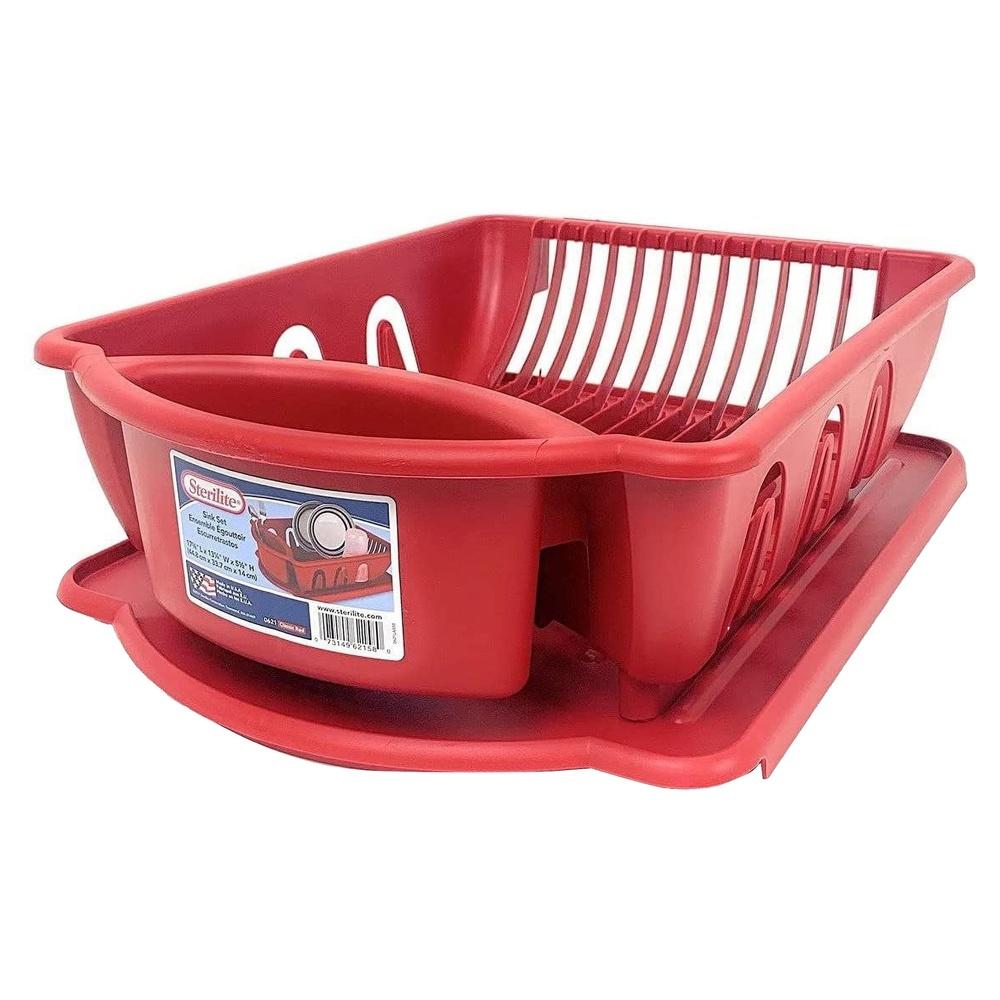 

2 Piece Ultra Sink Set Dish Rack Drain Board Foldable Easy Clean Plastic Kitchen Accessories Ideal Home Use 17.63x13.25x5.63 United States