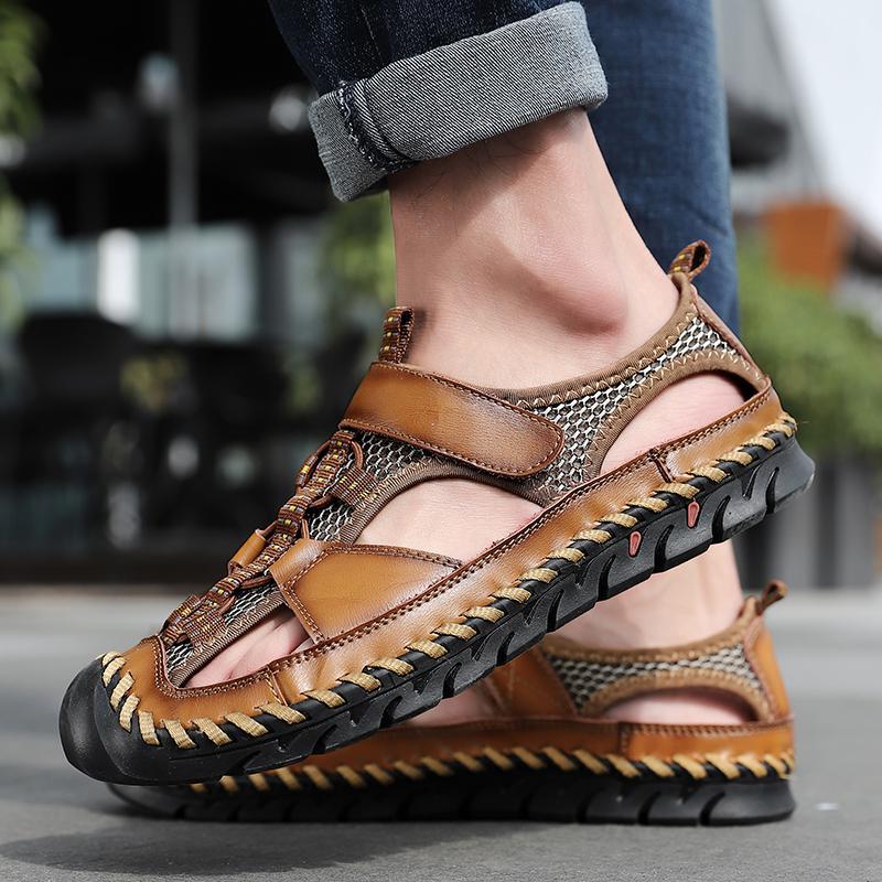 Summer Men's Sandals Fashion Men Casual Shoes Design Beach Men Shoes Genuine Leather Sandals Man Sandals Big Size