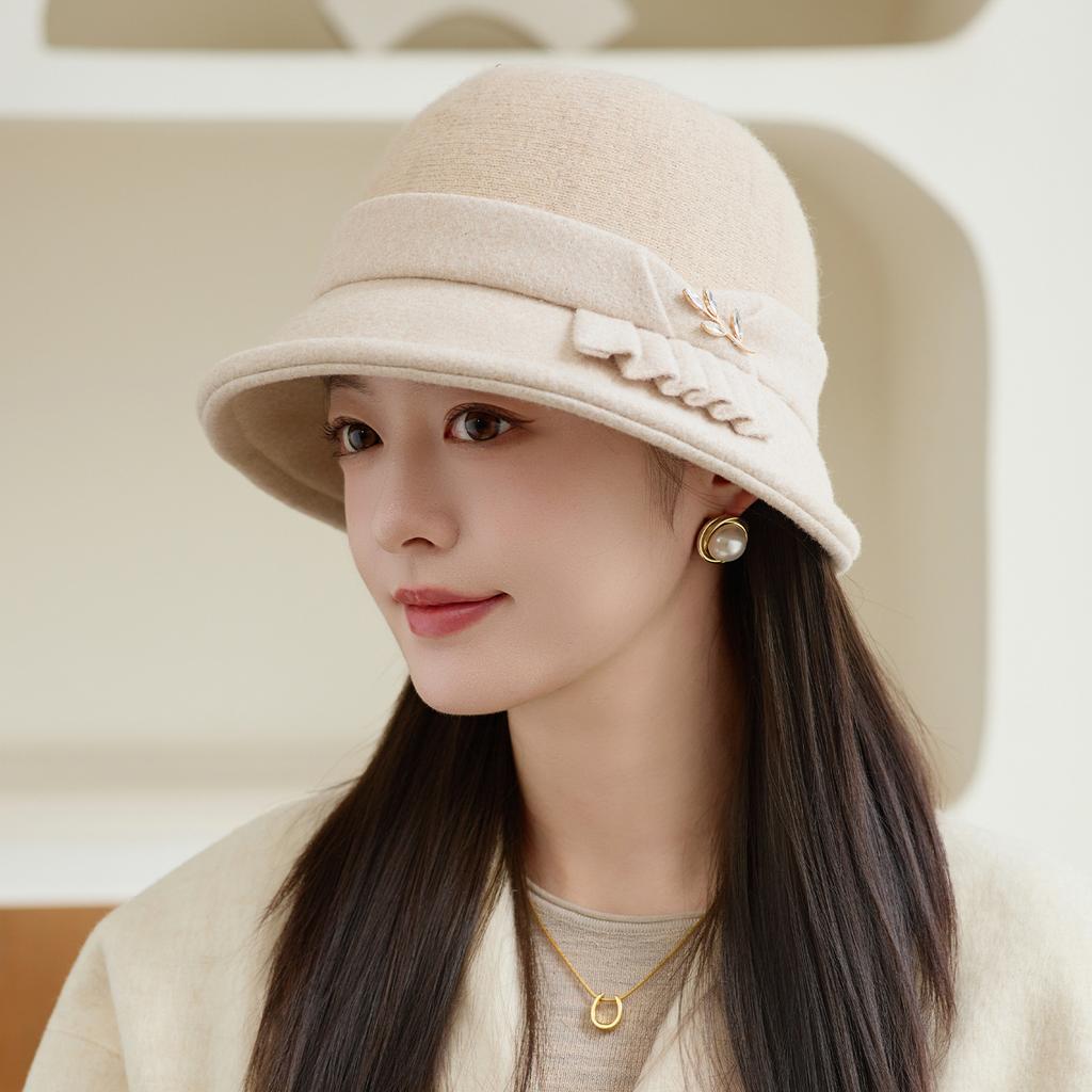 Fashion Basin Hat Women's Autumn and Winter Elegant Warm Top Hat Mother's New Bucket Hat