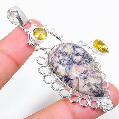 Πέτρα Tiffany, Πέτρα Citrine Ασήμι 925 Στερλίνα Κρεμαστό Κοσμήματος 2,76" u0g77