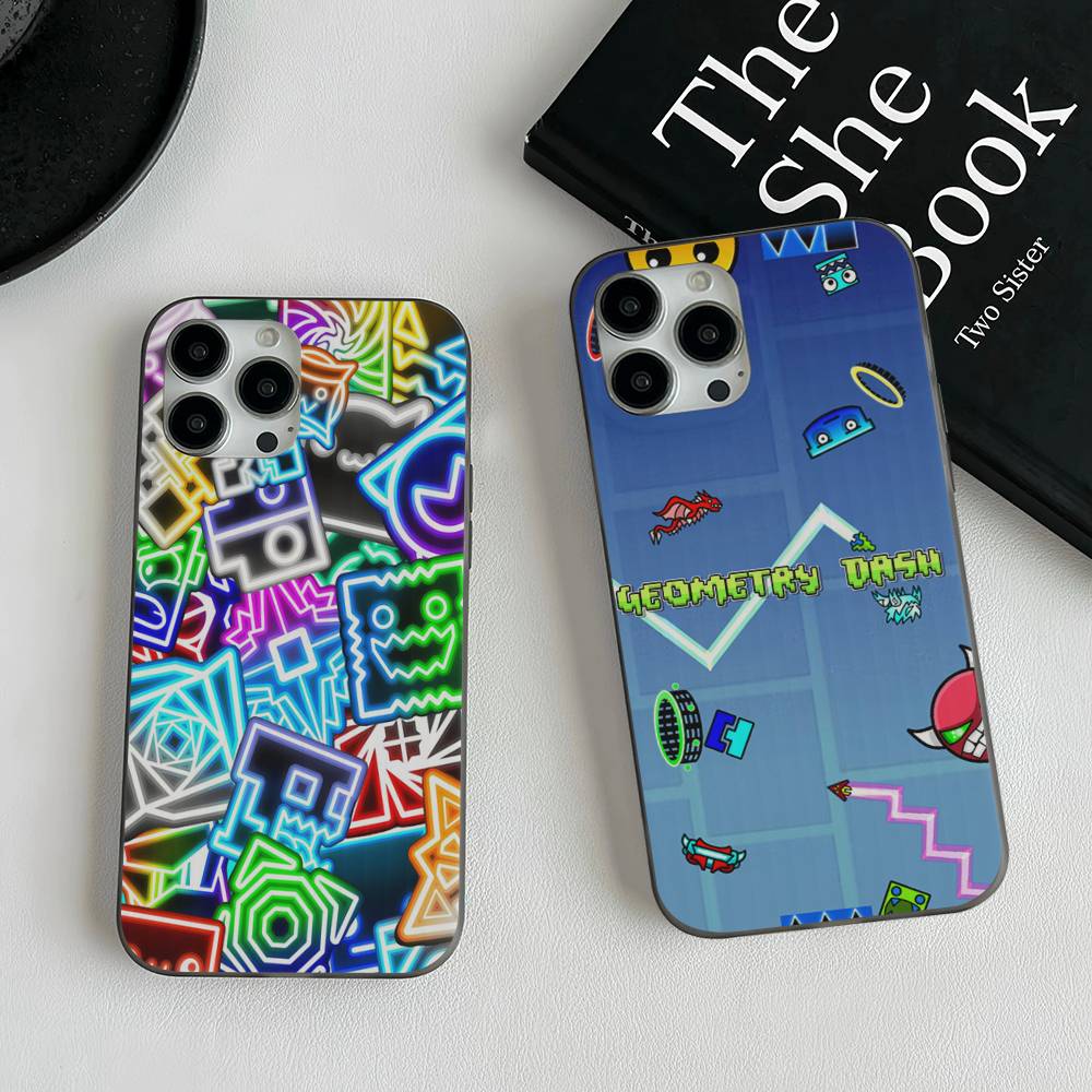 Game Geometry Dash For IPhone 16 15 11 12 13 14 17 Pro Max PLUS Pro Soft Corrugated Silicone Back Phone Case