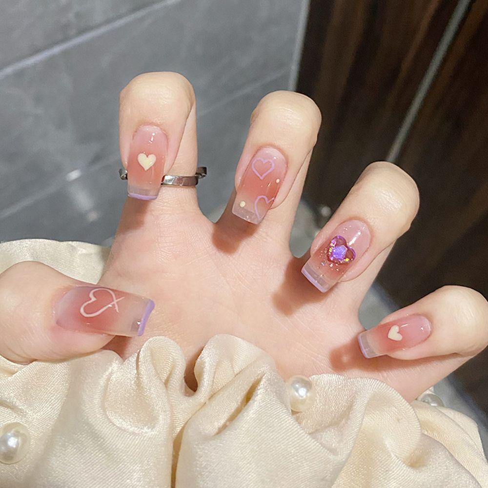 

Manicure Tool Full Cover Artificial Wearable Square Head False Nails Nail Tips Fake Nails