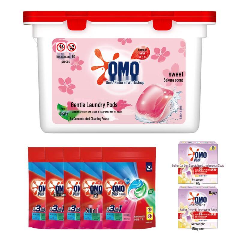 OMO Natural Workshop Cherry Blossom Laundry Pods & Soap Bundle