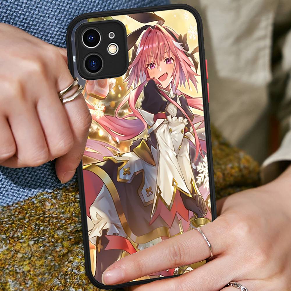 A-Astolfo Pink Cute Anime Girl Matte Transparent Phone Cover For IPhone Case 16 15 14 13 12 11 Pro Max X XS Max Plus