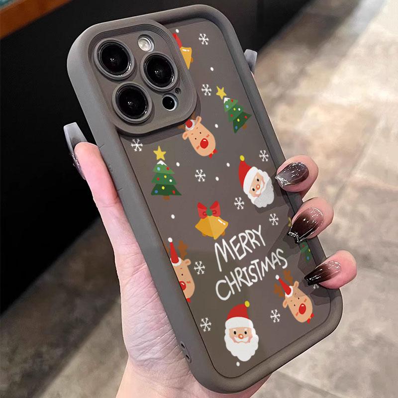 Christmas Tree and Santa Claus Print Phone Case For iPhone 17 16 15 14 13 12 11 Pro Max XS XR 7 8 Plus 16E Shockproof Soft Cover