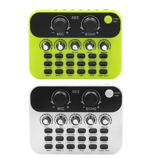 Live Sound Card Mic Echo Knob Funny Sound Effects Voice Changer External Live Broadcasting Singing Audio Mixer Board Studio Supplies