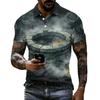 Men's Halloween Print Short Sleeve Polo Shirt Loose Fit Casual Summer Everyday Top with Button Placket and Classic Collar for Daily Wear