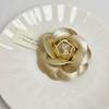 Portable Camellia Breastpin Flower Shape Lapel Pin Brooch for Women PU Leather Lapel Pin Fashionable Badge Jewelry