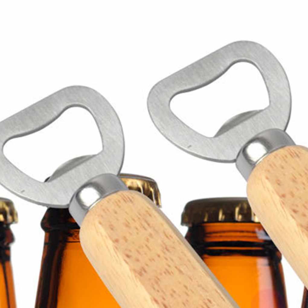 Wood Handle Stainless Bottle Opener Wine Beer Glass Cap Bottle Opener Kitchen Bar Tools