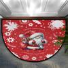 Christmas Old Man Red Half Round Door Mat Non Slip Washable Semi Circle Area Rug Absorbent Soft Half Moon Rug Home Decor
