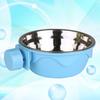 Pet Hanging Bowl Stainless Steel Dog Cat Cage Two-Layer Detachable Pink Stationary Bowl Economical Pet Supplies