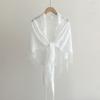Solid Color Tassel Lace Wave Edge Triangle Shawl For Women