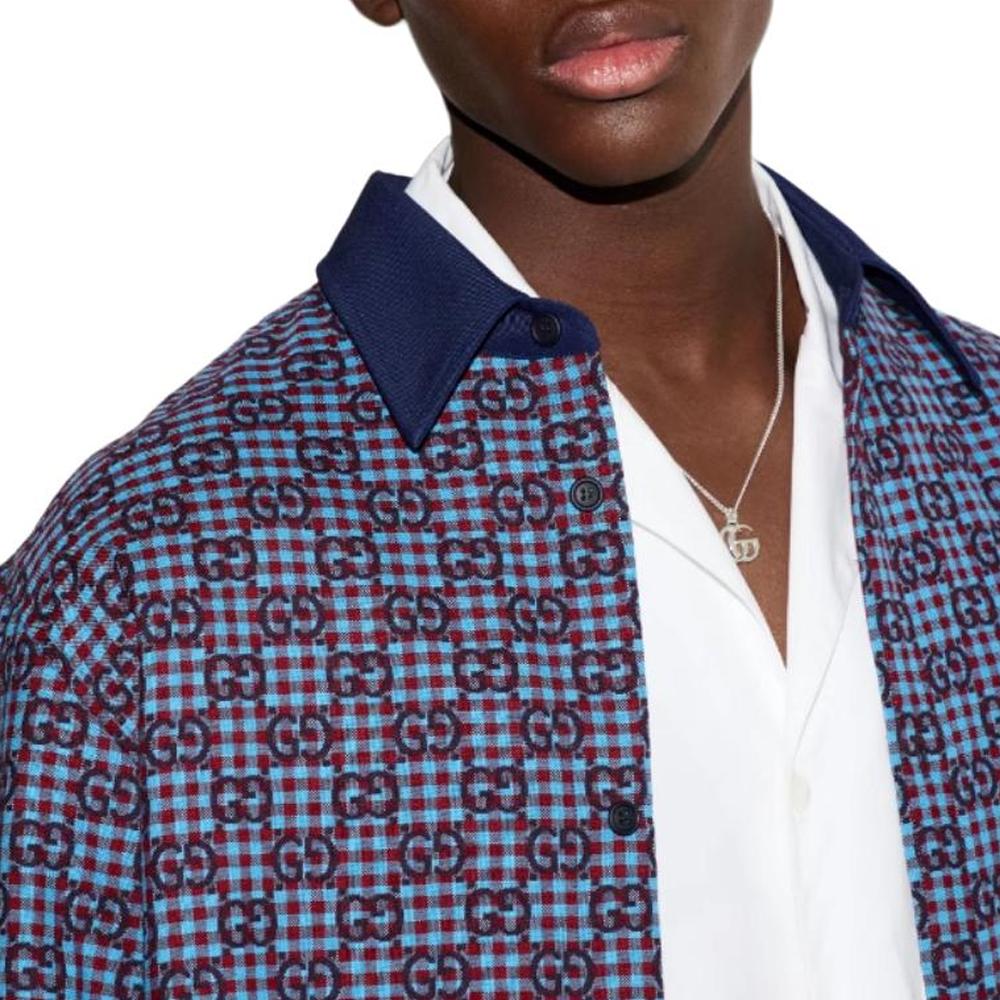 Gucci Camicia Jacquard in Cotone Vichy Gg 814715-ZASIZ-4309