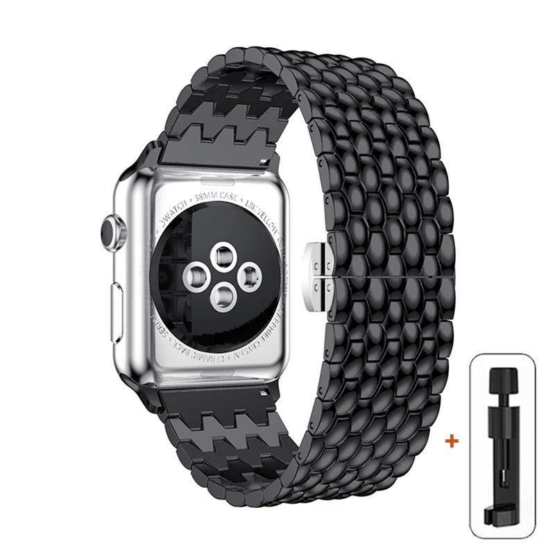 

Класичний металевий ремінець для Apple Watch 6 7 8 5 4 Se 44 ​​мм 45 мм 41 мм 40 мм 38 мм 42 мм Браслет на ремінь для Iwatch Ultra 2 49 мм ремінець з малюнком дракона 42mm 44mm 45mm 49mm