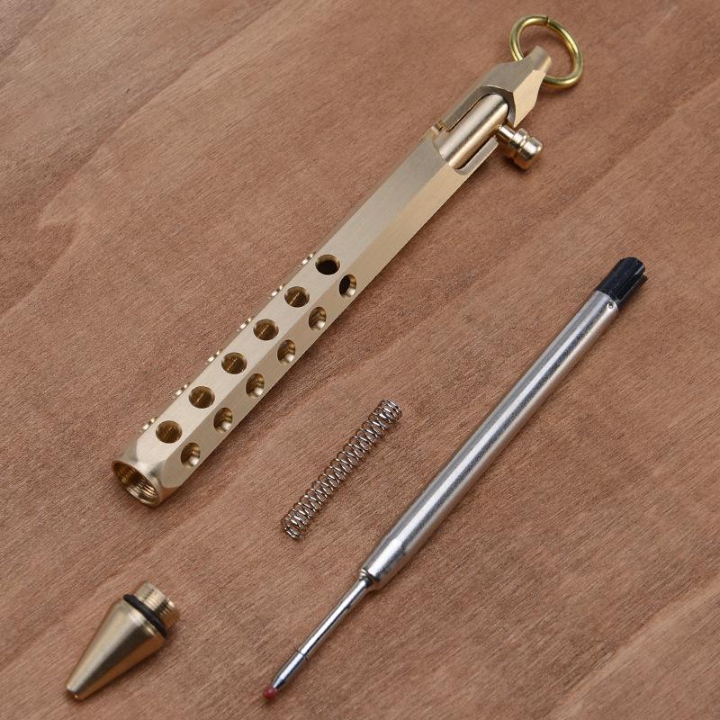 Handmade Retro Hexagonal Brass Gun Pen: Creative Signature Pen for Office and Business Gifts