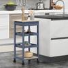 Kitchen Cart with Drawer. 2 Pull-Out Trays and Fixed Shelf. 37x37x76cm. Made of Wood