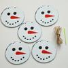 Christmas Snowman Garland Banner Wooden Round Snowman Face Hanging Decor Festive Bunting for Home Fireplace, Mantel & Xmas Party