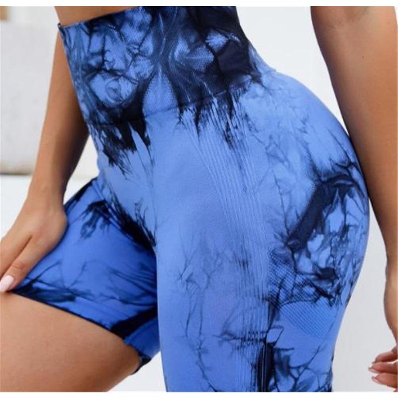 Women's Tight Fitting High Elastic Tie Dye High Waist Hip Lifting Yoga Pants Sports Fitness Tight-fitting Shorts